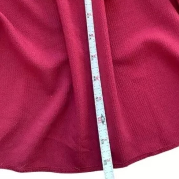 Quiz Crepe Maroon Tiered Wrap Dip Hem Dress Ruffle Cap Sleeve US 12 Whimsigoth - Picture 12 of 13